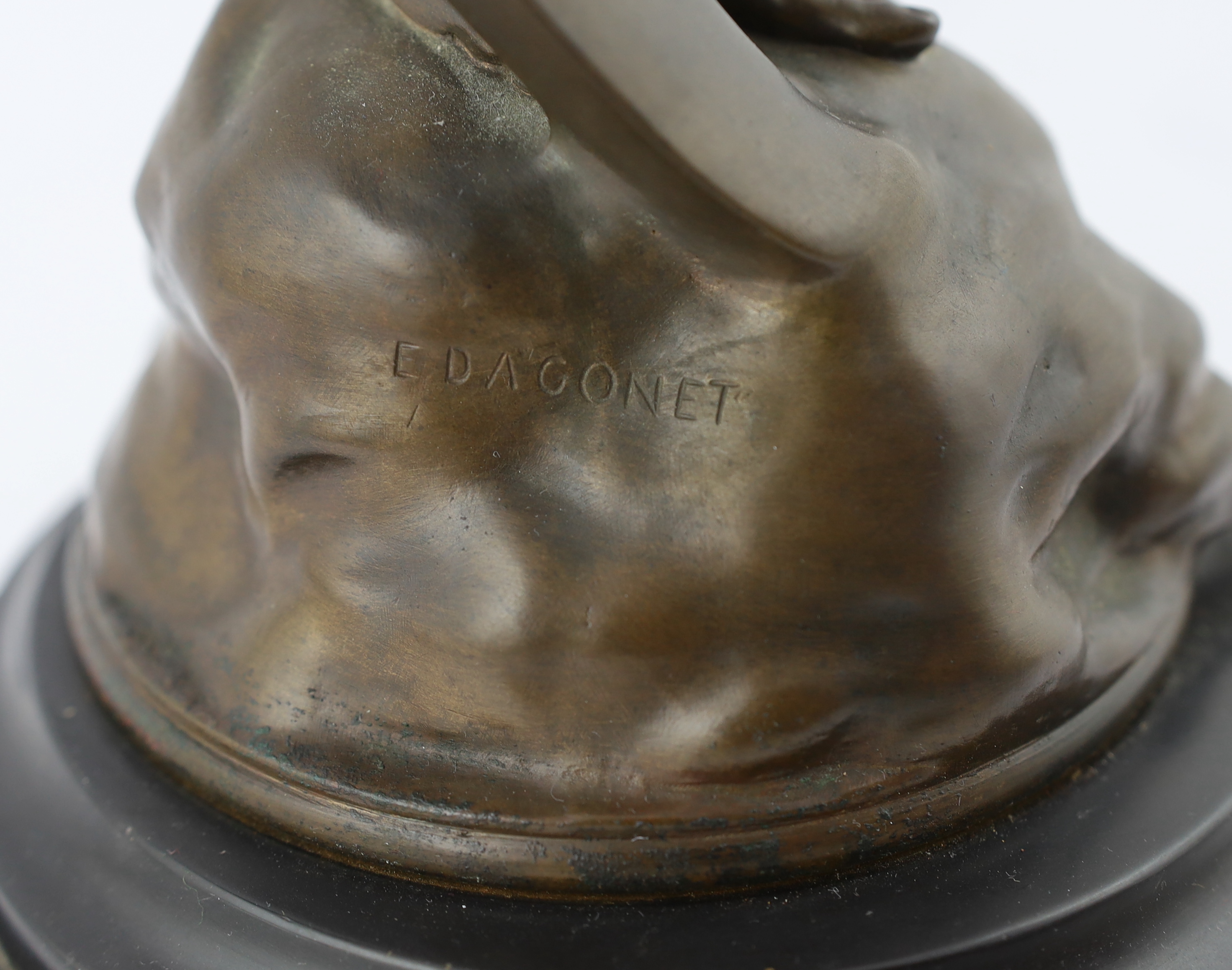 Charles Ernest Dagonet (French, 1856-1926), a bronze figure of 'La Nuit' 22cm diameter, 58cm high